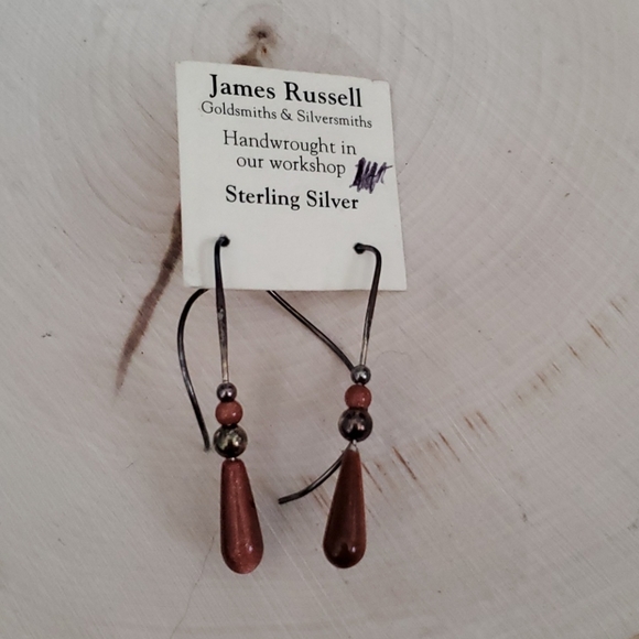 James Russell Sterling Brown Sparkle Drop Earrings - Picture 1 of 4